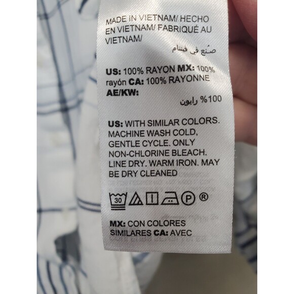 Chico's Rayon White Plaid Long Sleeve Button-Up Shirt Size 2 Large - Picture 5 of 6